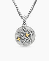 Sagittarius Amulet in Sterling Silver with 18K Yellow Gold and Diamonds, 19mm